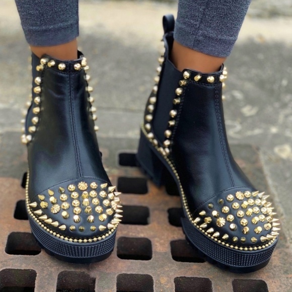 9CLOCK Shoes - Last 9💎 Gold Spiked Ankle Bootie